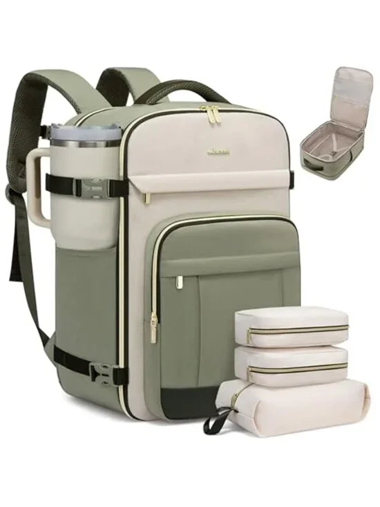 Carry On Travel Backpack 40L Personal Item Laptop Weekender With Packing Cubes