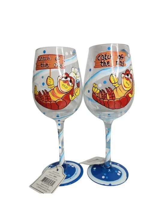 Wine Glass Hand Painted 
