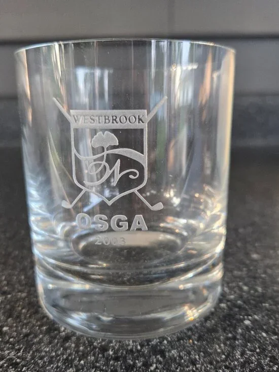 Westbrook Country Club Whiskey Glasses x 4, 2000, New Old Stock In Box