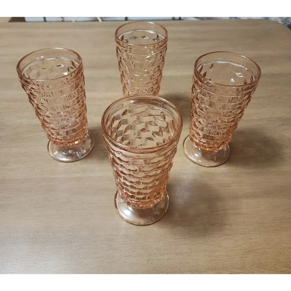 Colony Whitehall Peach Iced Tea Vintage Pink Cubist Tumbler Set Of 4