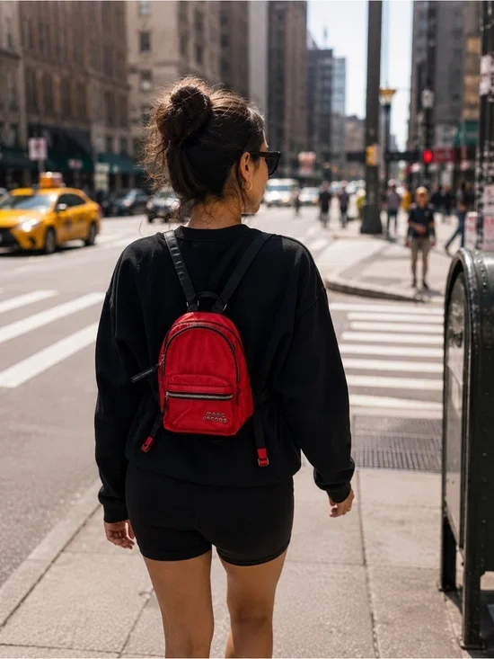 Marc Jacobs Hot Red Mini Backpack Nylon Logo Bag Y2K Streetwear