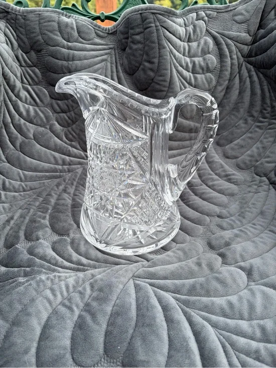 Pressed Cut Glass Pitcher - Clear Crystal-Look