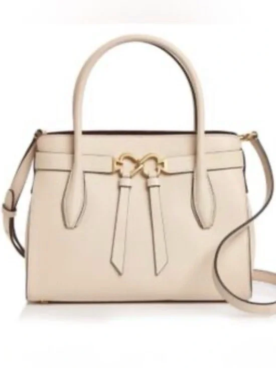 Kate Spade Cream Leather Top-Handle Satchel Bag with crossbody shoulder strap