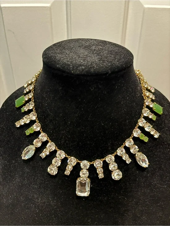 kate spade Gold-Tone Clear Crystal Necklace with Green Accents