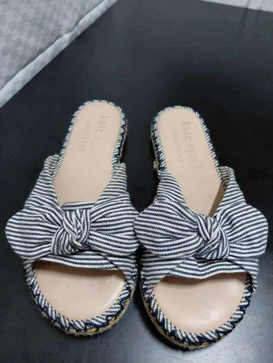 kate spade Womens Navy Stripe Knot Slide Sandals