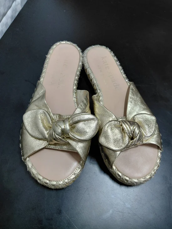 Kate Spade Gold Knot Espadrille Slide Sandals