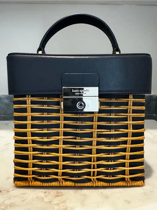 KATE SPADE Small Voyage Wicker Top-Handle Crossbody Bag