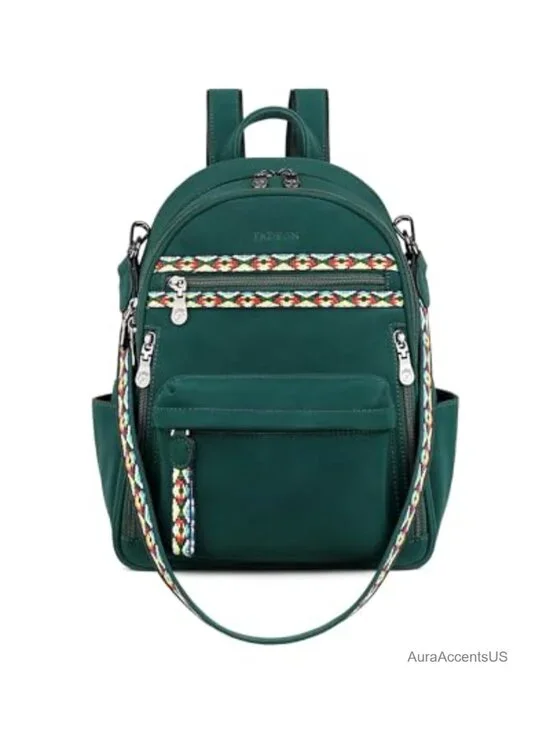 Small Backpack Purse with iPad Pocket, Waterproof Vegan Leather, Adjustable