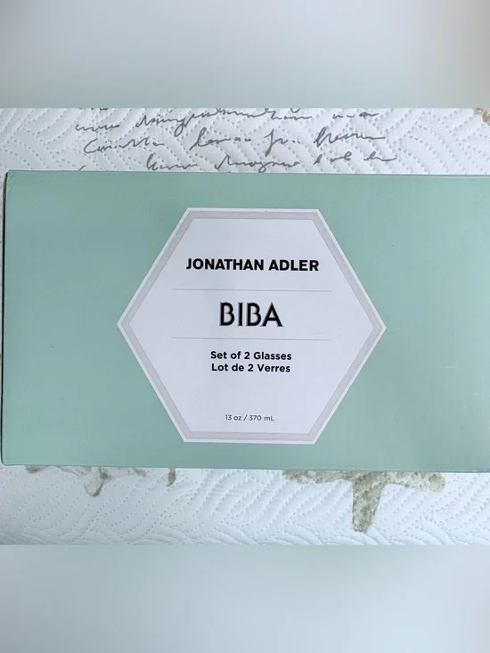 Jonathan Adler Mint Green BIBA Set of 2 Glasses