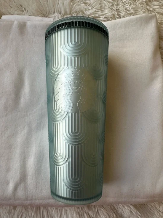 Starbucks 2024 Anniversary Shell Soft Touch Green Venti 24oz Cold Cup Tumbler