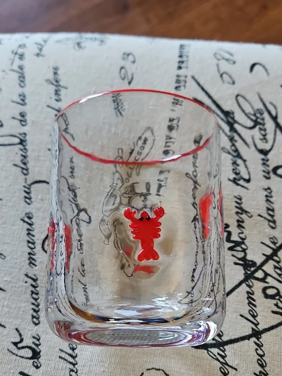 Clear Glass Tumbler with Red Lobster Accent