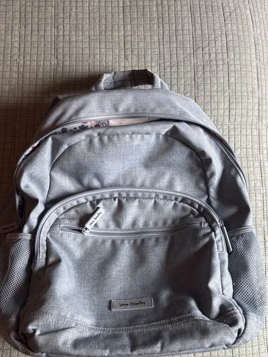 Vera Bradley Light Gray Men's Backpack with Front Zip Pockets