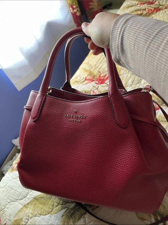 kate spade Red Pebbled Leather Satchel with Top Handles