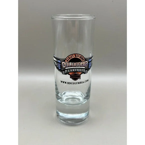Harley-Davidson Columbia Tennessee Shot Glass Tall Shooter 2009 Winged Logo 2 oz