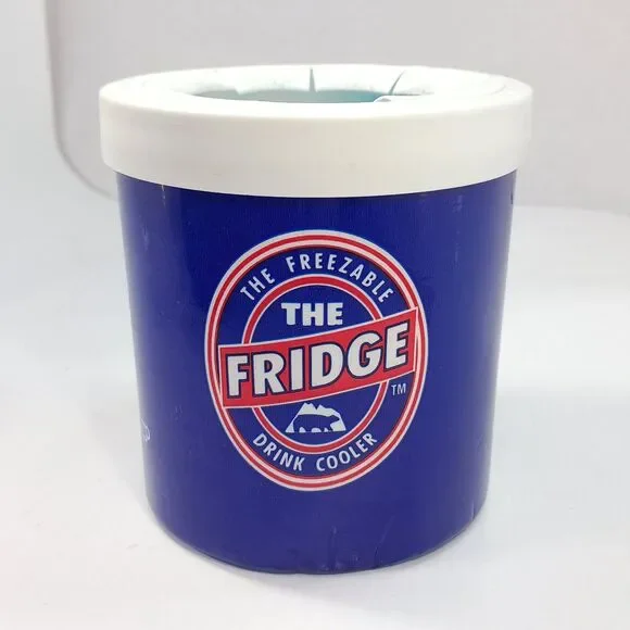 Vintage The Fridge Freezable Drink Can Cooler beverage Holder Koozie blue Lifoam