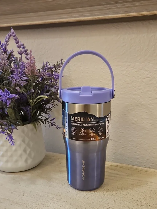 Meridian Lavender Stainless Steel Tumbler with Handle