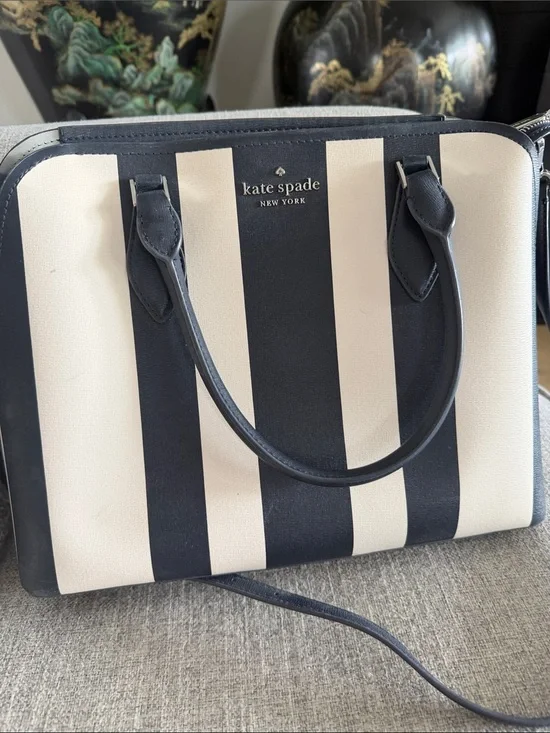 kate spade Striped Navy and White hand bag