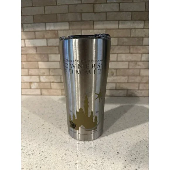 Rare Disney Parks Earmarked Program Owners Summit Iridescent‎ Metal Tumbler