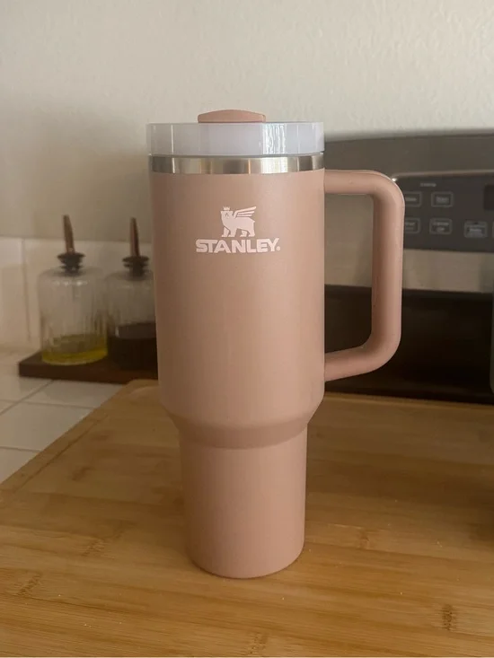 Stanley Almond Beige/Pink Insulated Travel Mug with Handle