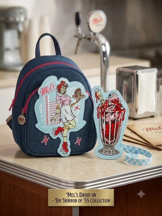 Mel's Drive-In Denim NWOT Mini Backpack  Set