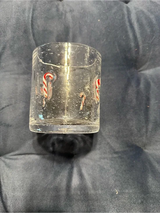 Clear Glass Tumbler with Candy Cane Accents