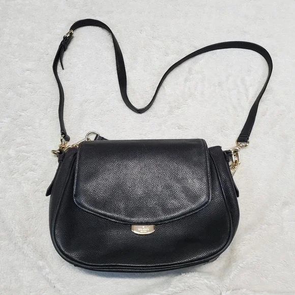 Kate Spade Black Leather Purse Crossbody Bag  Classic Luxury Minimalist Timeless