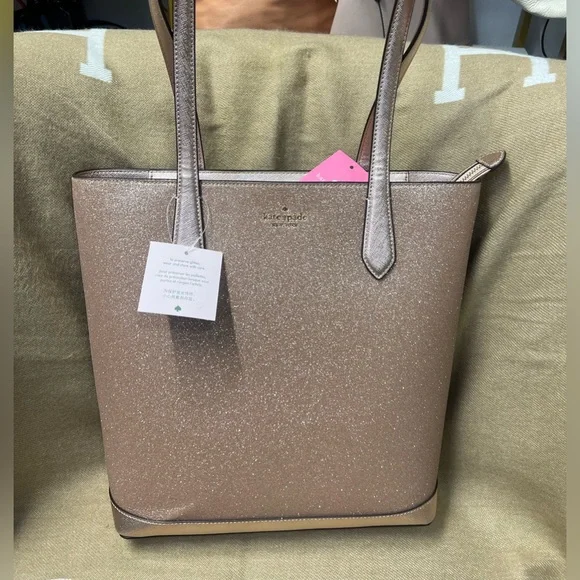 kate spade Glitter Metallic Rose Gold Tote
