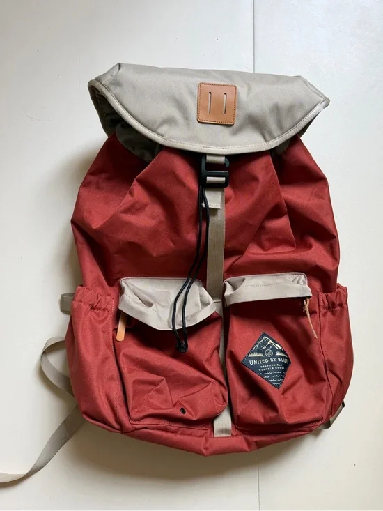 United By Blue Red and Cream Top-Flap Pack with Front Pockets