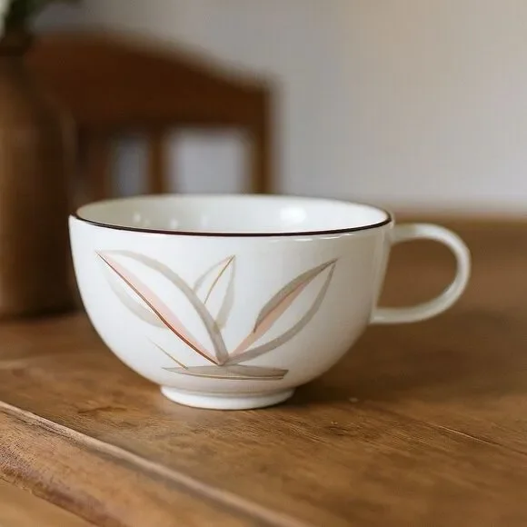 Winfield Pottery Dragon Flower Cup Pink Gray California Pottery MCM 1950s