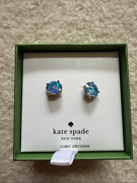 kate spade Blue Iridescent Round Stud Earrings