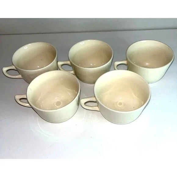 Vintage JG Meakin England Coffee Cups Diner Mug Style Cream Ironstone Set