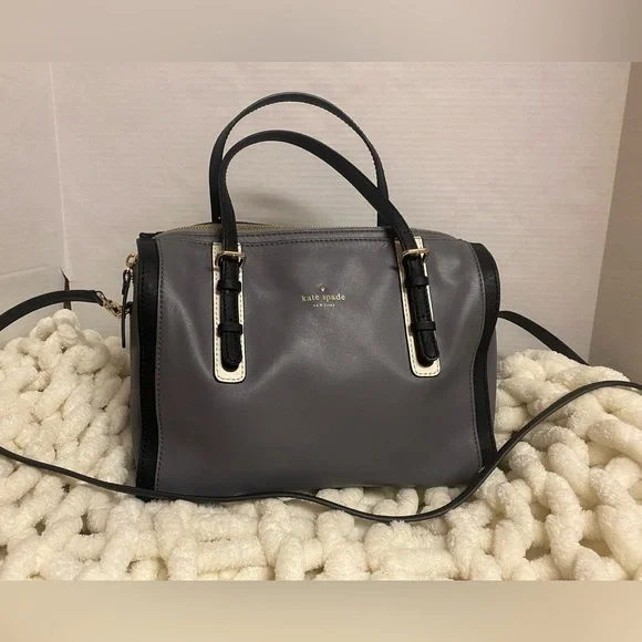 kate spade Gray and Black Sophisticated Leather Bedford Satchel