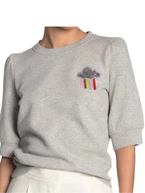 Kate Spade Rain or Shine Short Sleeve Pullover Sweatshirt with Beads Small