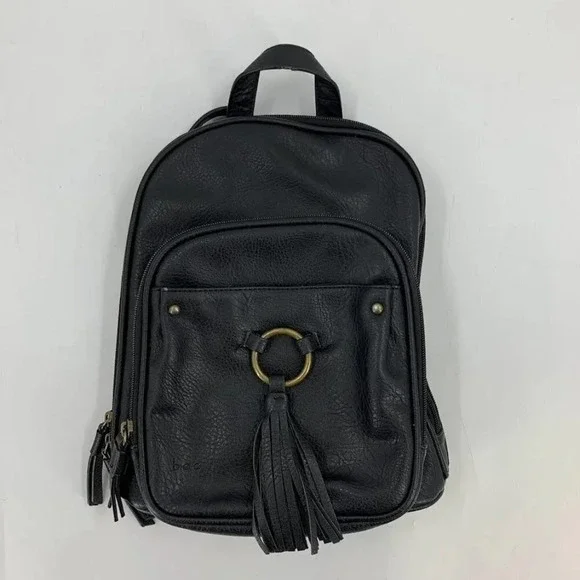 B.O.C. Born Concepts Mini Tassel Vegan Harness‎ Pebbled Leather Storage Backpack
