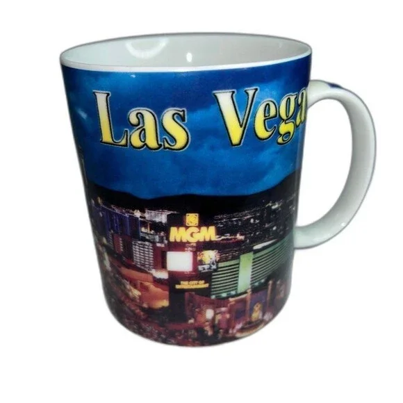 Las Vegas Skyline Ceramic Coffee Mug MGM Grand Casino Souvenir Travel Cup