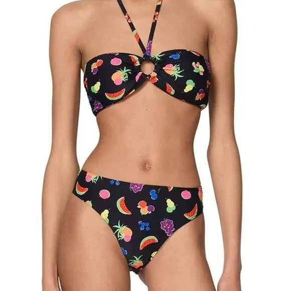 Kate Spade New York Women Bandeau 2 Piece Fruit Print Bikini Swimsuit, M NWT