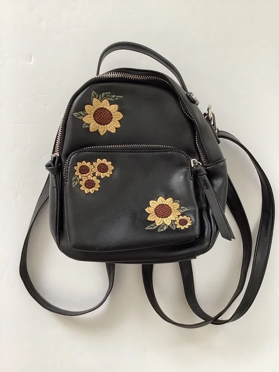 Tilly’s Black Sunflower Embroidered Mini Backpack