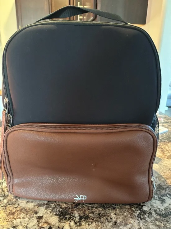 Freshly Picked  Two-Tone Brown and Black Diaper Bag Backpack
