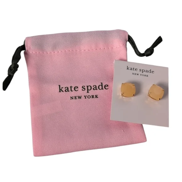 Kate Spade Gold Tone Semi Precious Stone Stud Earrings with Dust Bag
