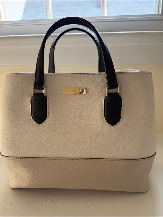 kate spade Two-Tone Cream and Black Structured Satchel