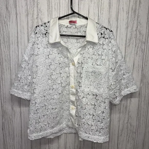Womens Size M Kate Spade Lace Top White EUC