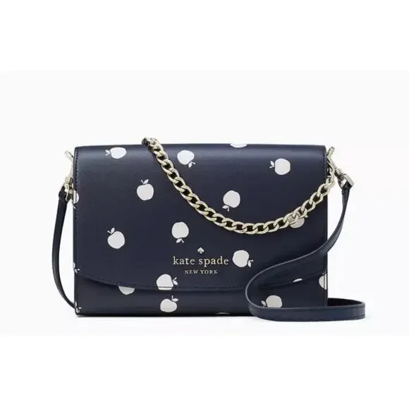 NEW Kate Spade‎ Apple Carson Orchard Convertible Crossbody Bag Navy Leather