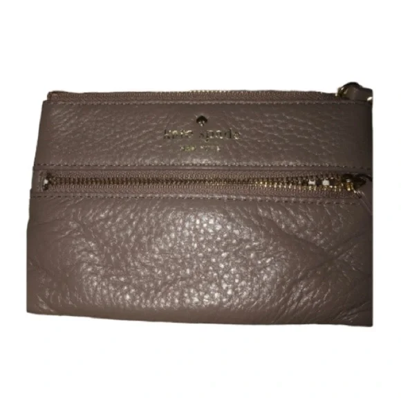 Kate Spade  taupe card case ,wristlet  or wallet outside zip pocket