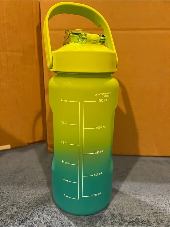 Ombre Green to Teal Water Bottle with Flip Lid
