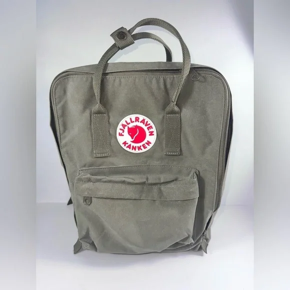 Fjallraven Kanken Backpack in Olive Green with Red Logo