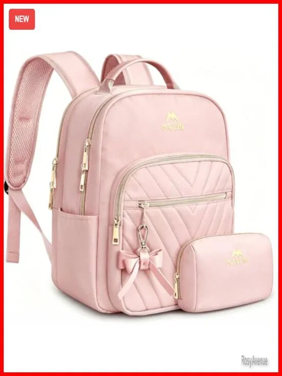 Mini Backpack for Women, Cute Daypack with Detachable Bowknot, Waterproof Nylon