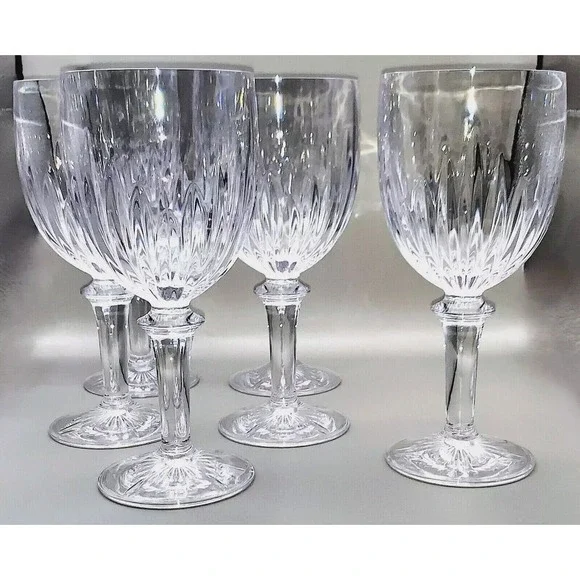 6 Unbreakable Acrylic Wine Water Goblets Glasses High-End / Heavy-Duty Quality