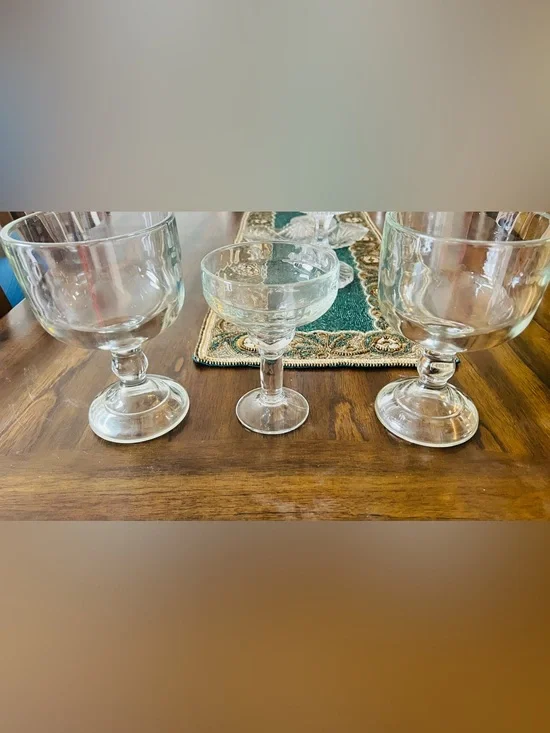 Clear Glass Goblet and Coupe Set - Clear - Unbranded