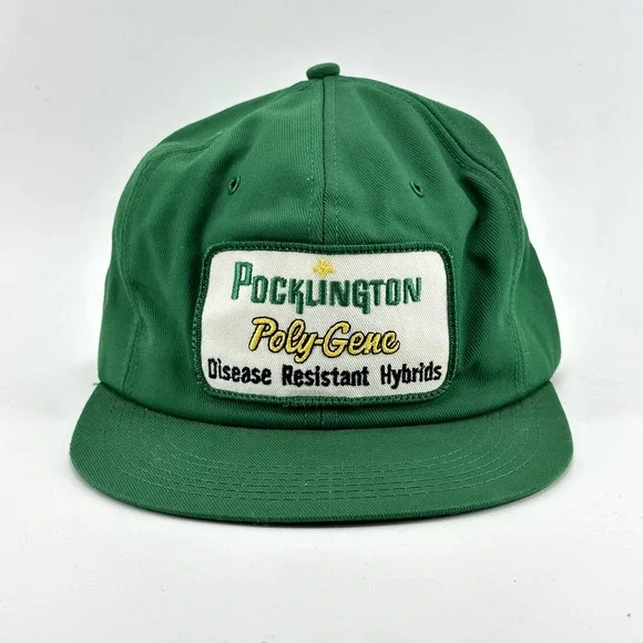 VINTAGE Pocklington Poly-Gene Patch Snapback Hat Cap Agriculture Farming 80s 90s