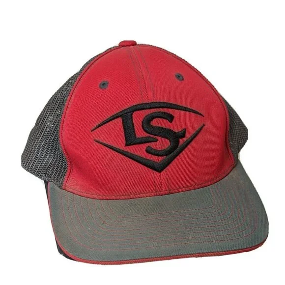 Louisville Slugger Pacific Headwear Pro Model Fitted Sm-Med‎ Gray Red Mesh Back